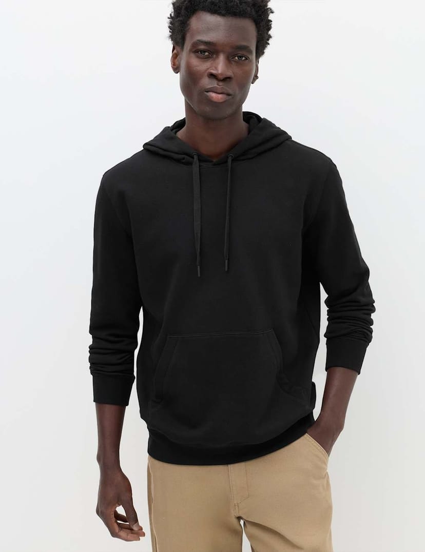 Marks & Spencer M&S Cotton Rich Brushback Hoodie Black - 1