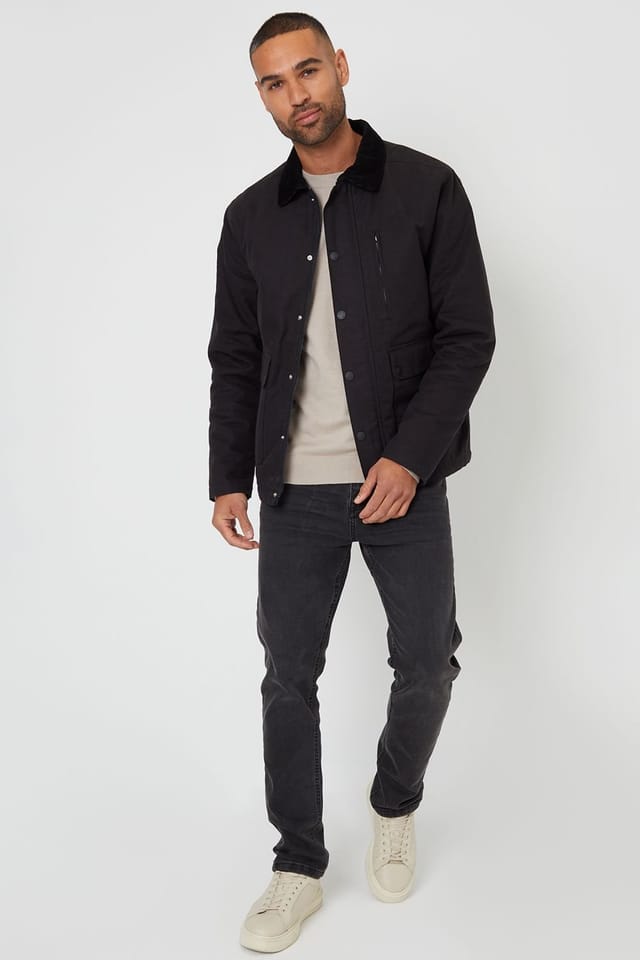 Threadbare Threadbare Men's 'Frawley' Cotton Twill Lightweight Jacket in Black - 3