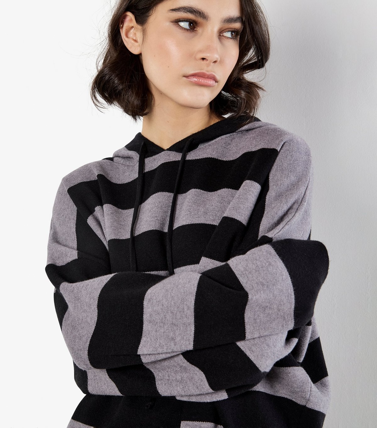 Apricot Women's Light Grey Big Stripe Oversized Hoodie Apricot New Look - 4