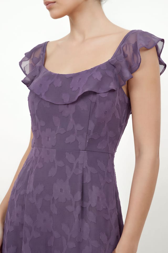 Anaya with Love Anaya with Love Women's Floral Burnout Ruffle Maxi Dress in Purple - 3