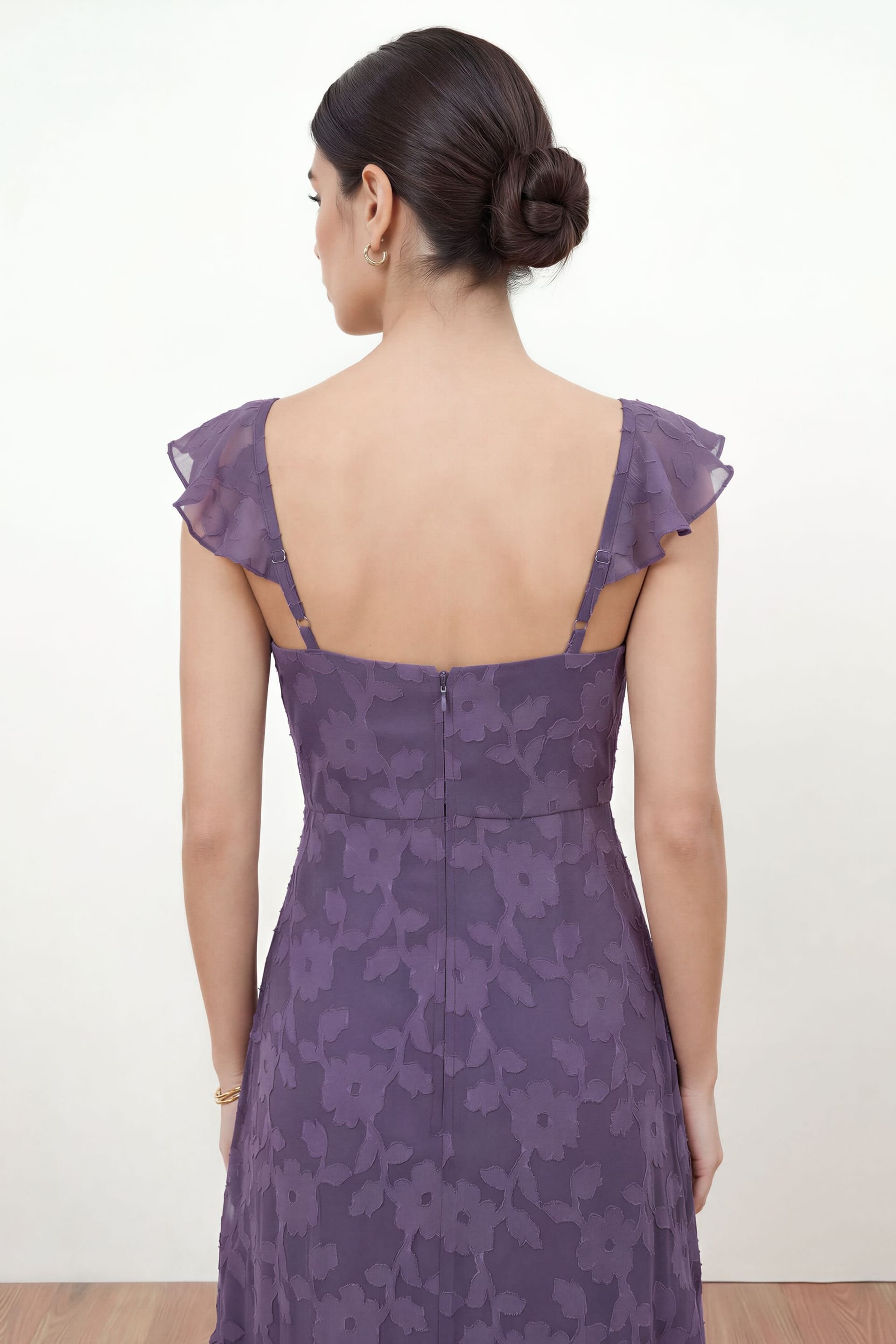 Anaya with Love Anaya with Love Women's Floral Burnout Ruffle Maxi Dress in Purple - 4