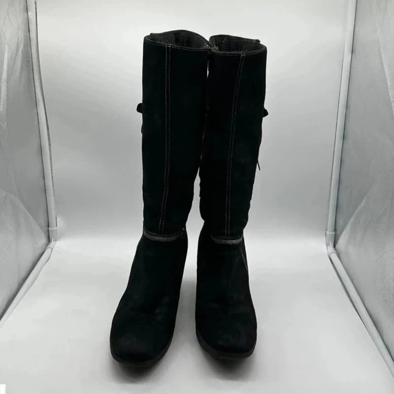 Lea Foscati lea foscati boots Size 3 Black Suede Leather Wedges 90s Y2K