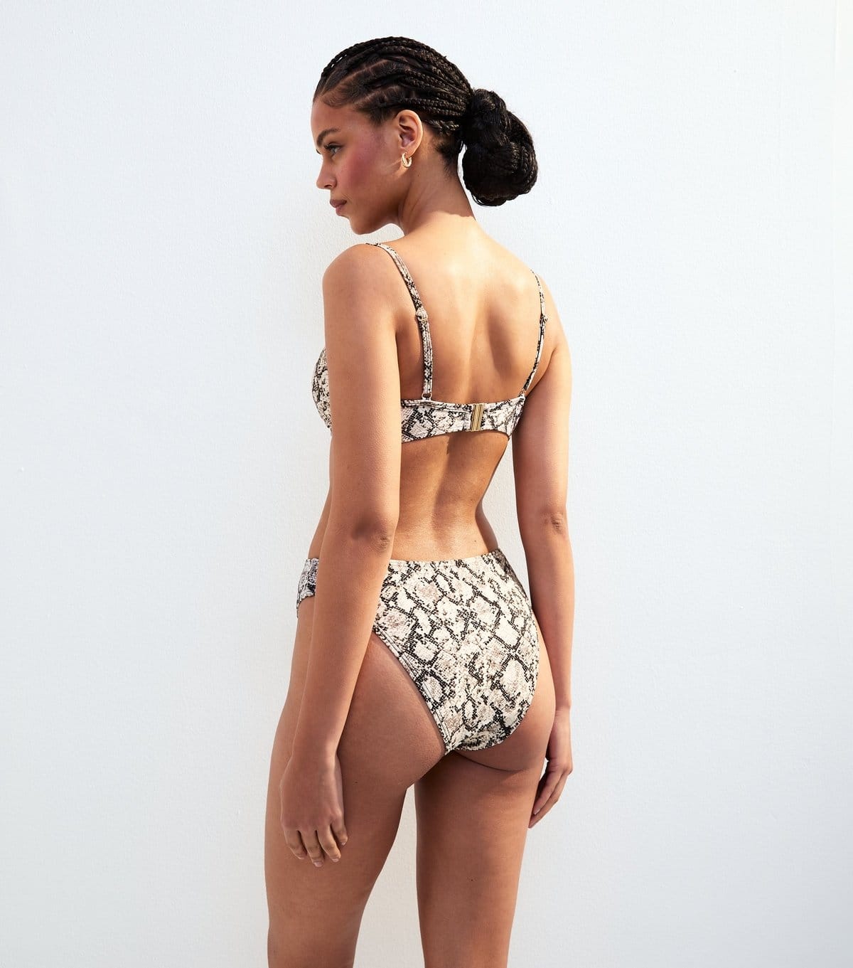 New Look Women's Grey Snake Print U-Bar Bikini Top New Look - 4