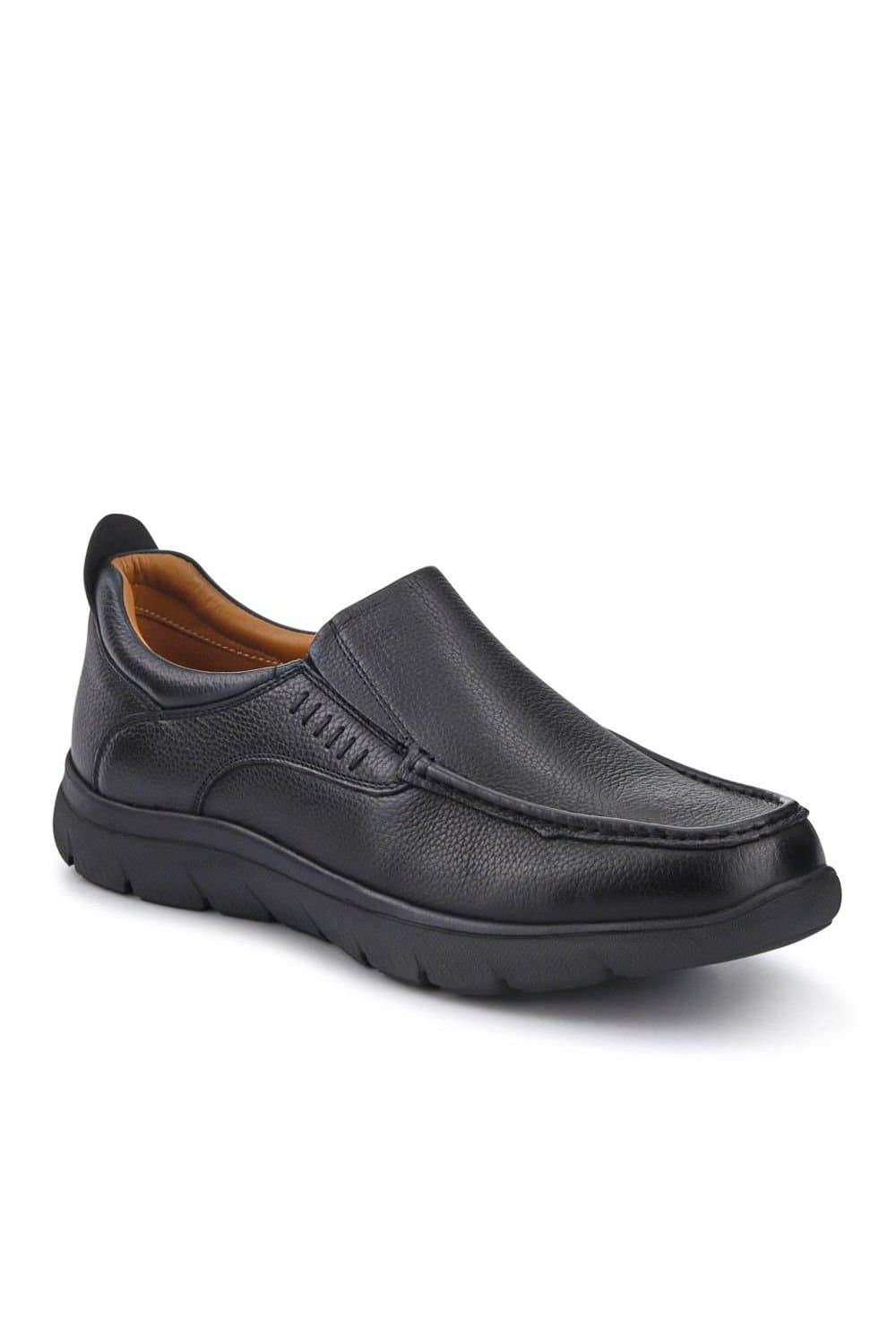 Pavers Pavers Men's Wide Fit Leather Slip-On Shoes in Black