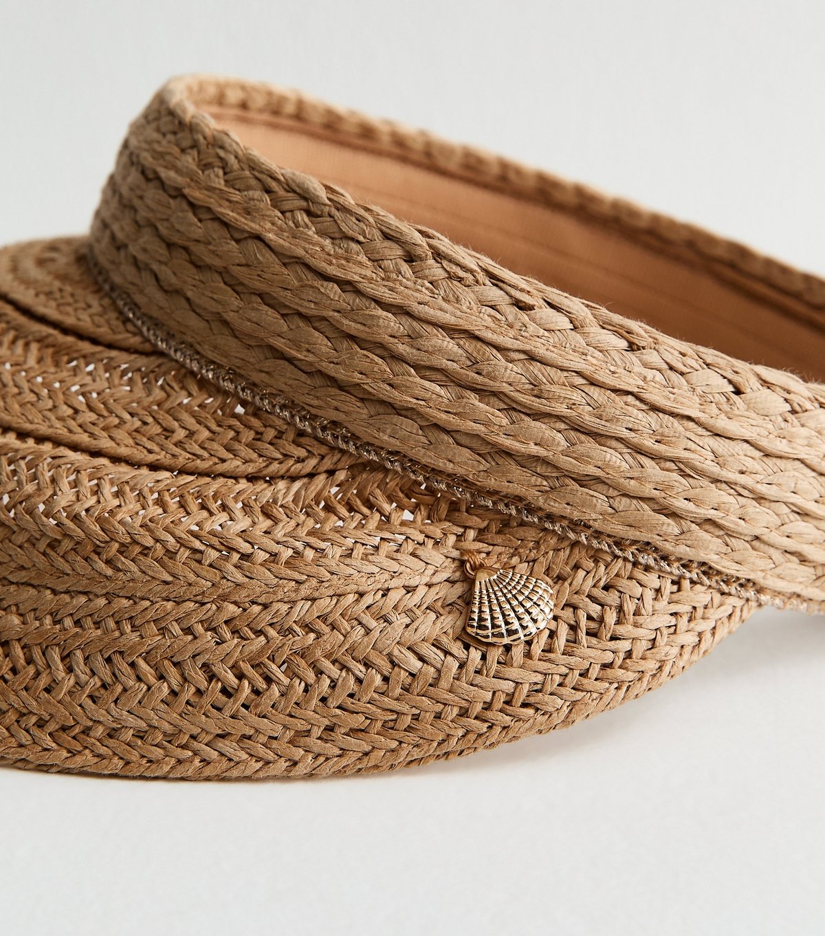 New Look Tan Shell Charm Straw Visor New Look - 3