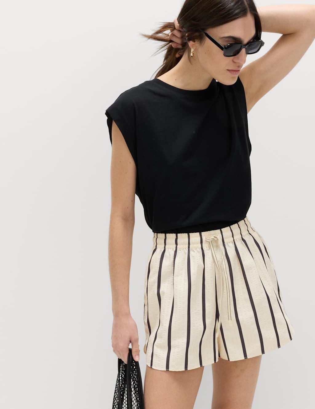 M&S White Mix Seersucker Shorts