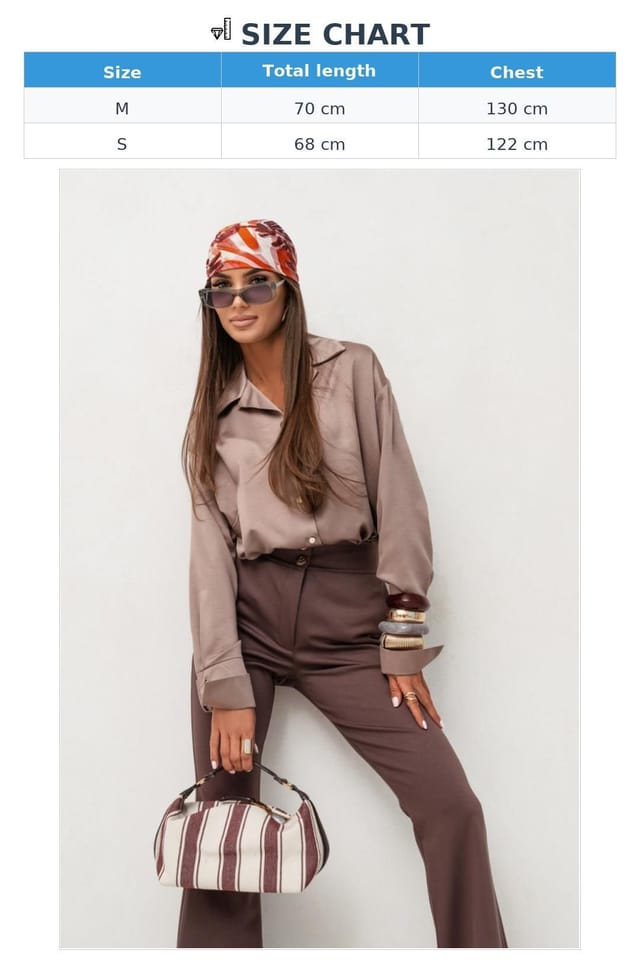 Love Lace Love Lace Women's MADDIE Satin Long Sleeve Shirt Fango in Brown - 3