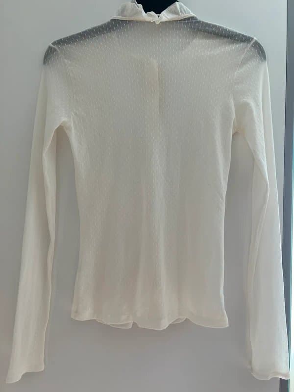 Bershka Bershka Cream Lace Mesh Top Shirt