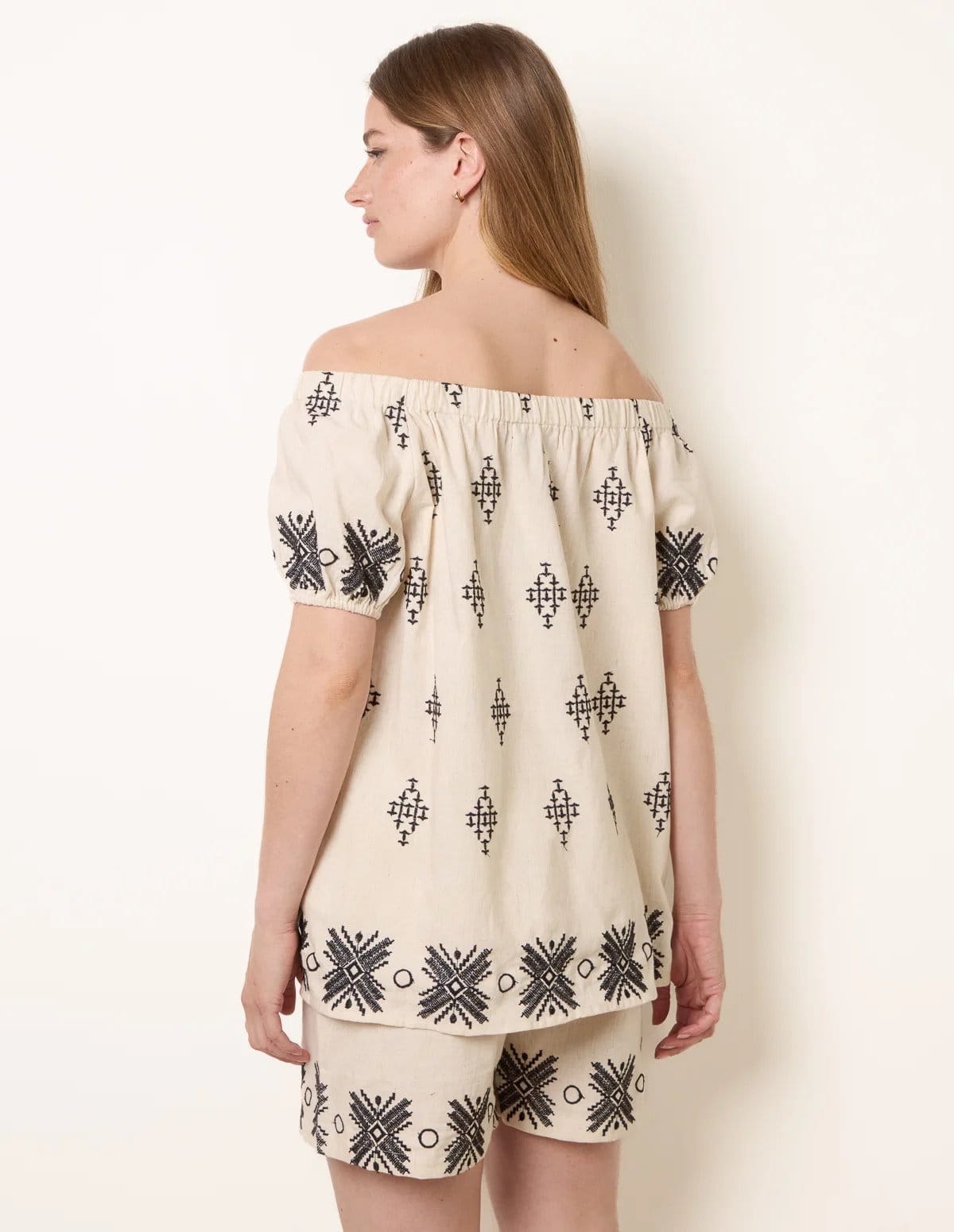 Blue Vanilla Embroidered Bardot Top - 4