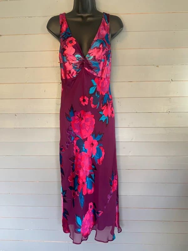 Monsoon Monsoon Y2K silk blend devoré floral occasion dress UK 12