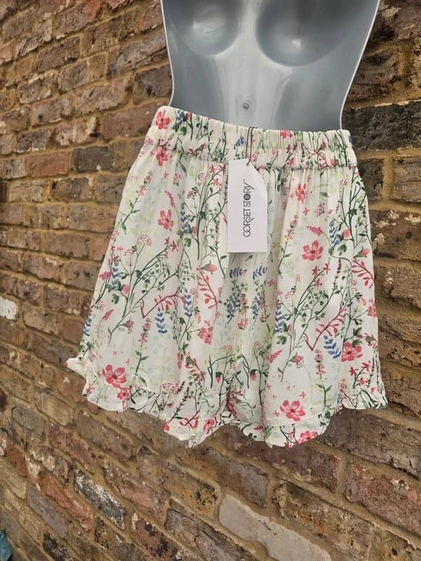 Corset Story Corset Story Floral Meadow Tie Waist Overlay Summer Shorts Size 4 UK
