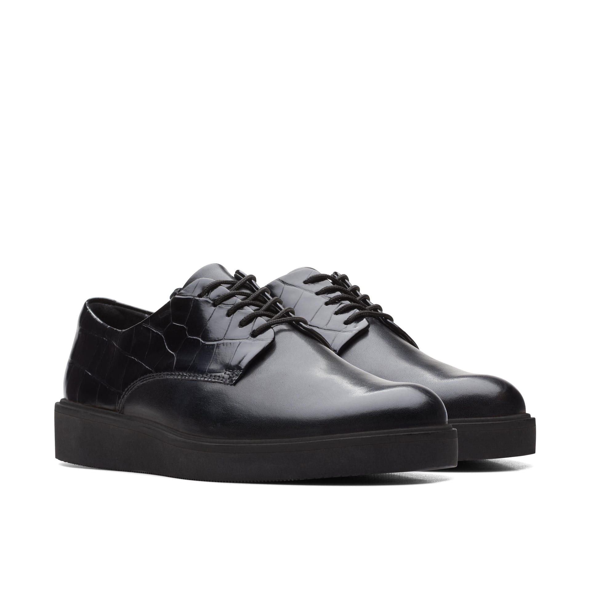 Clarks Clarks Women's Glickly Derby 2 Black Combination Derby Shoes, Lace Up - 4