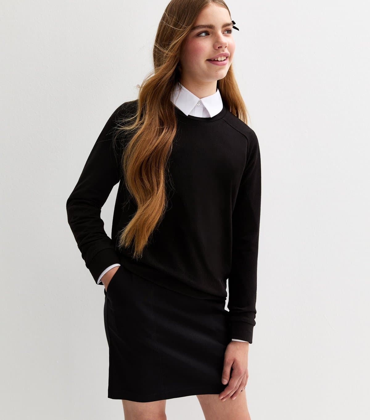 New Look Girls' Black Crew Neck School Jumper New Look