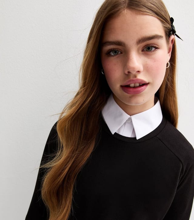 New Look Girls' Black Crew Neck School Jumper New Look - 2