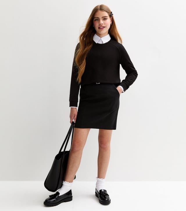New Look Girls' Black Crew Neck School Jumper New Look - 3