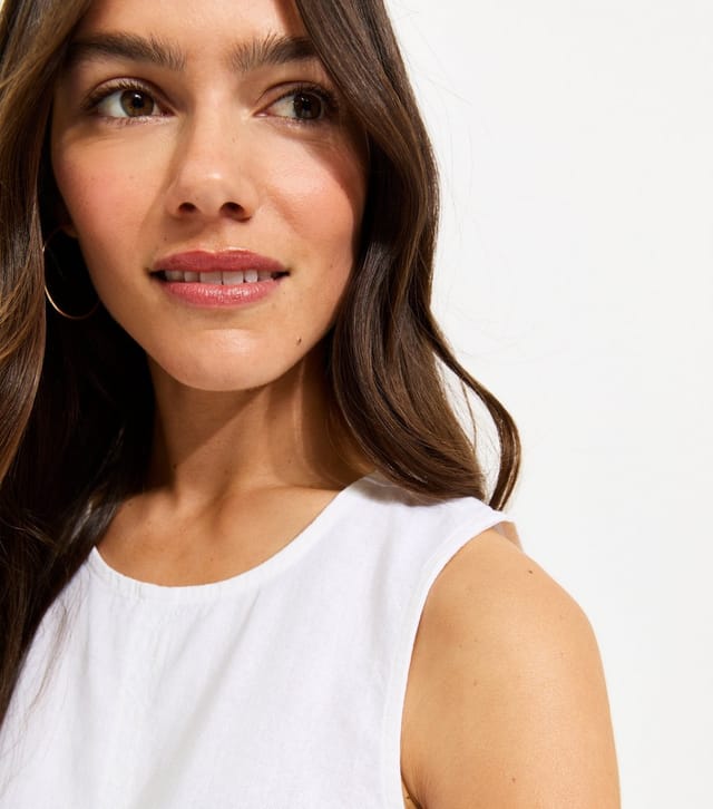 New Look Women's Petite White Linen Blend Sleeveless Top New Look - 2