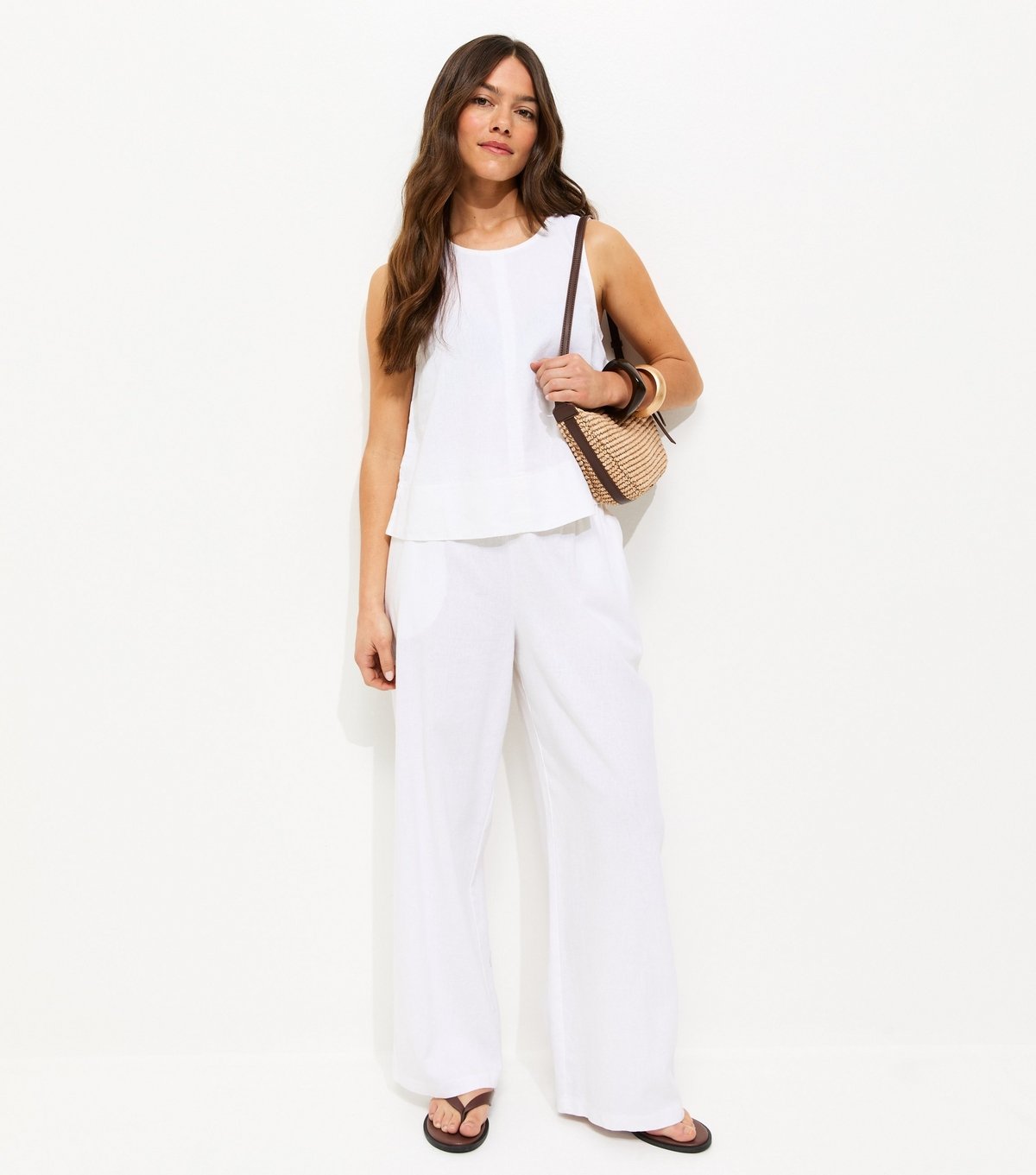 New Look Women's Petite White Linen Blend Sleeveless Top New Look - 3