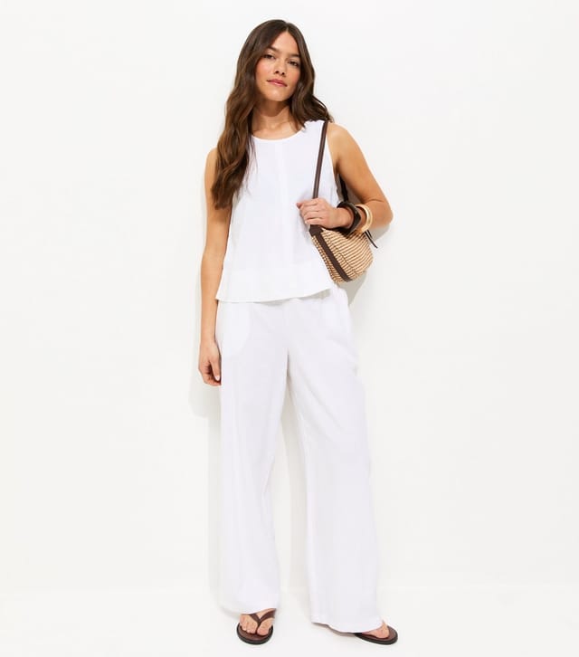 New Look Women's Petite White Linen Blend Sleeveless Top New Look - 3