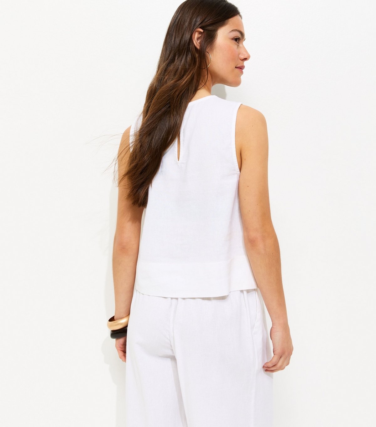 New Look Women's Petite White Linen Blend Sleeveless Top New Look - 4