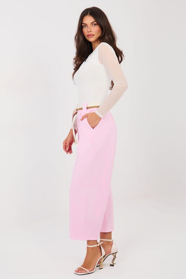 Love Lace Love Lace Women's High Waist Pleated Wide Leg Jeans Style 224761 in Pink - 2