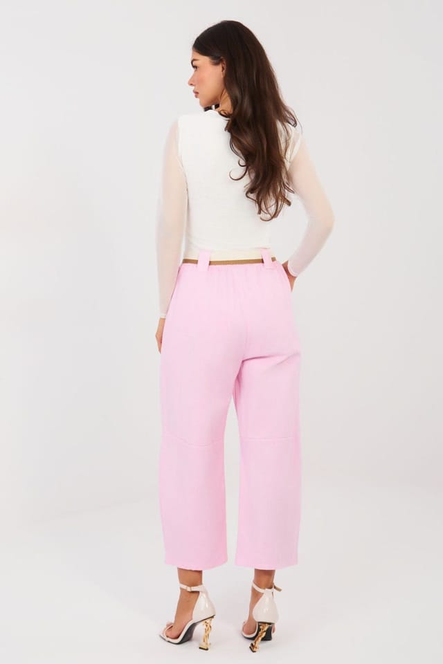 Love Lace Love Lace Women's High Waist Pleated Wide Leg Jeans Style 224761 in Pink - 3