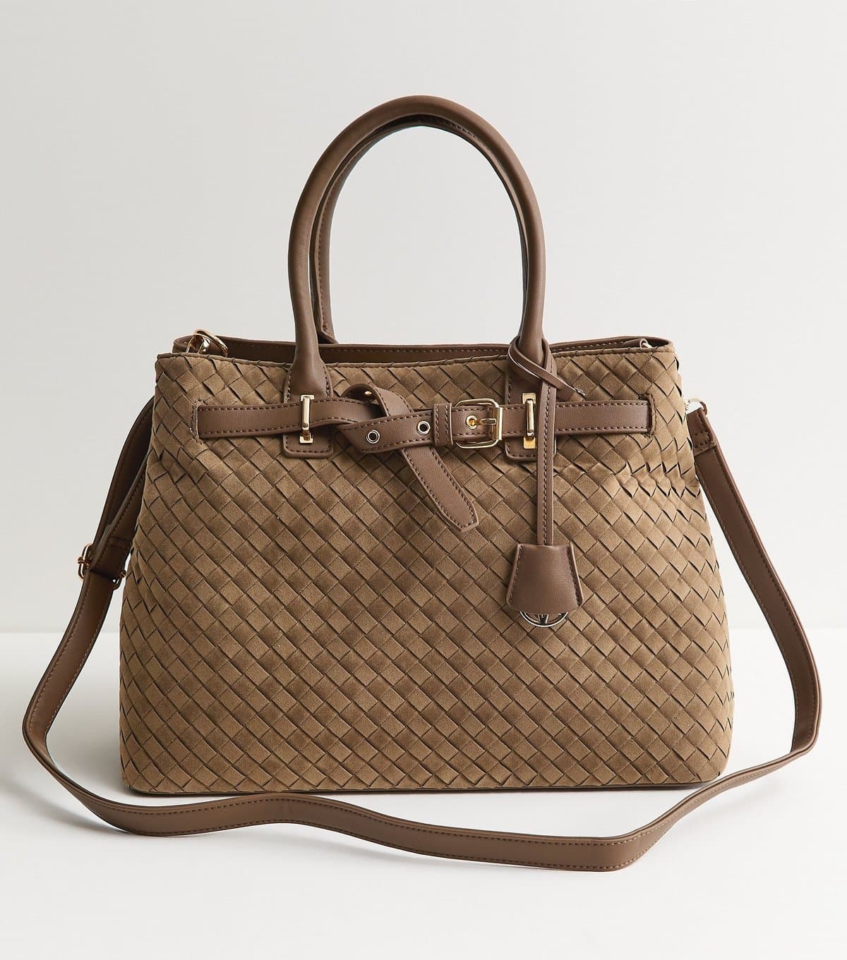 New Look New Look Camel Faux Suede Woven Tote Bag