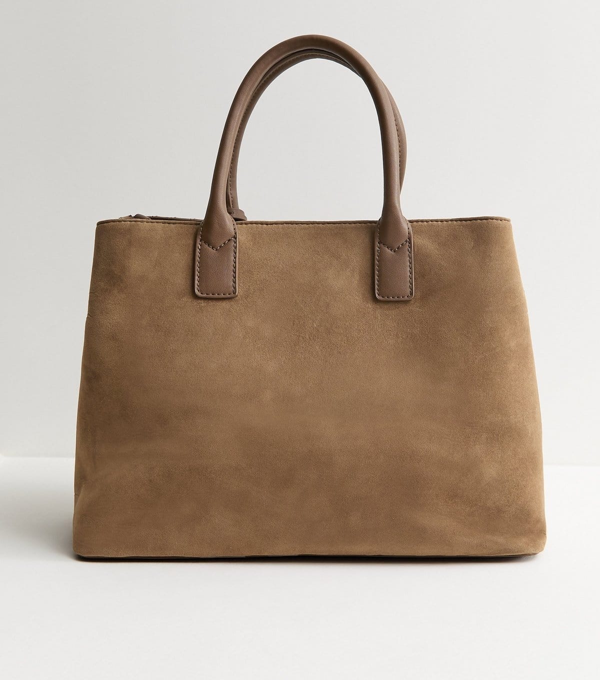 New Look Camel Faux Suede Woven Triple Compartment Tote Bag New Look - 4