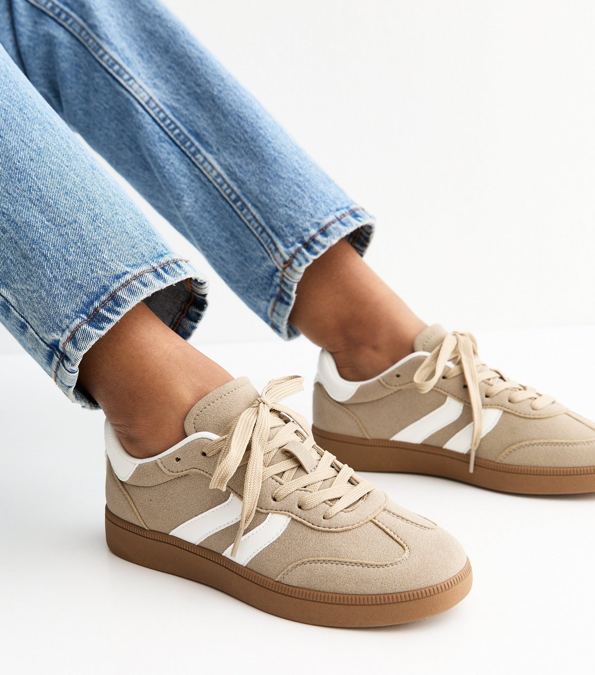 New Look Women's Camel Faux Suede Contrast Side Stripe Trainers New Look - 3