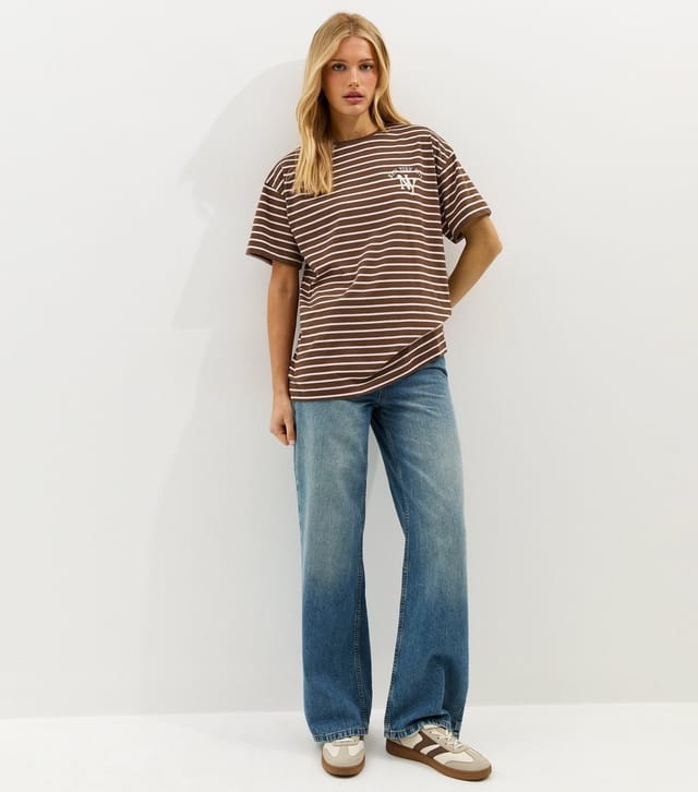 New Look Women's Brown Striped Cotton New York City Logo T-Shirt New Look - 3