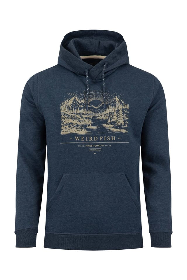 Weird Fish Weird Fish Men's Bryant Front Print Graphic Popover Hoodie in Navy - 2