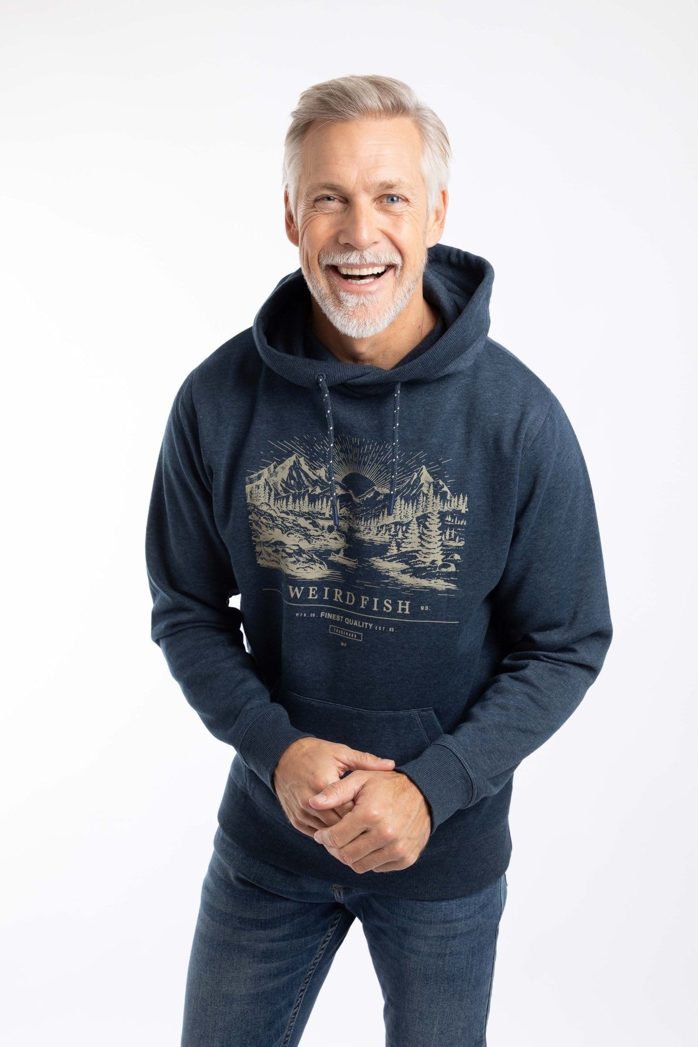 Weird Fish Weird Fish Men's Bryant Front Print Graphic Popover Hoodie in Navy - 4