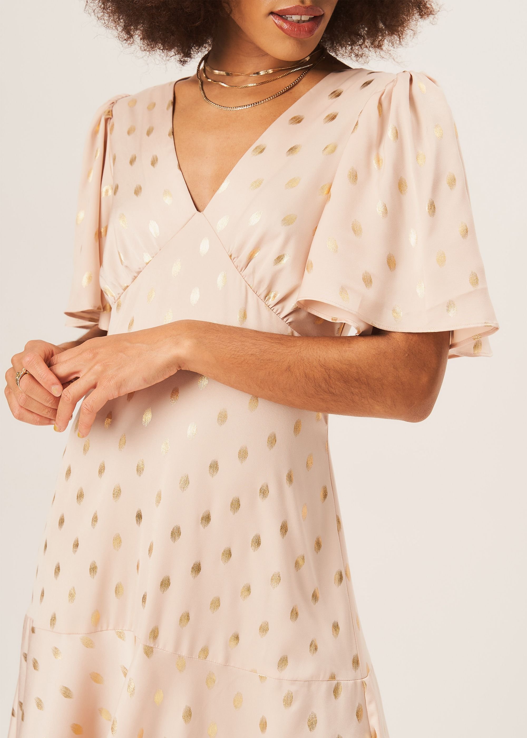 Gini London Gini London Women's Stone Angel Sleeves Foil Pattern Maxi Dress - 2