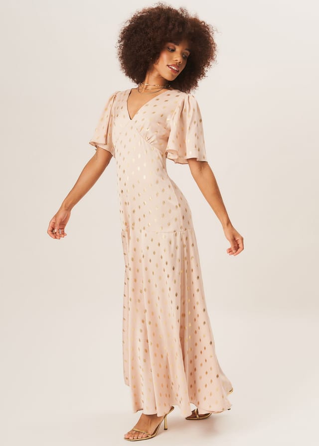 Gini London Gini London Women's Stone Angel Sleeves Foil Pattern Maxi Dress - 3