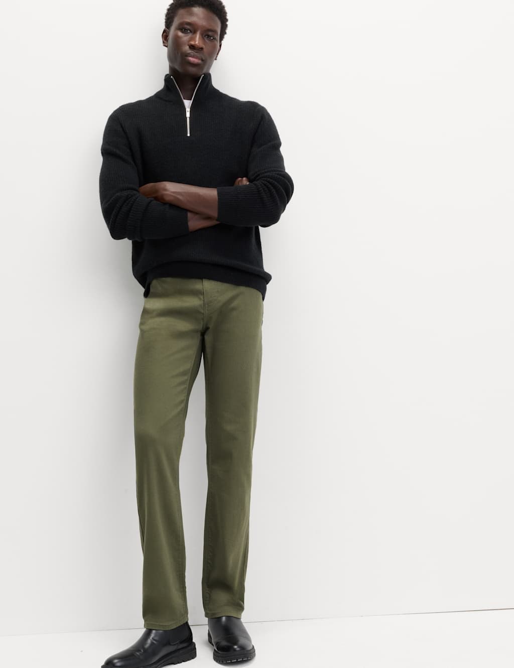 Marks & Spencer M&S Straight Fit Stretch Jeans Khaki