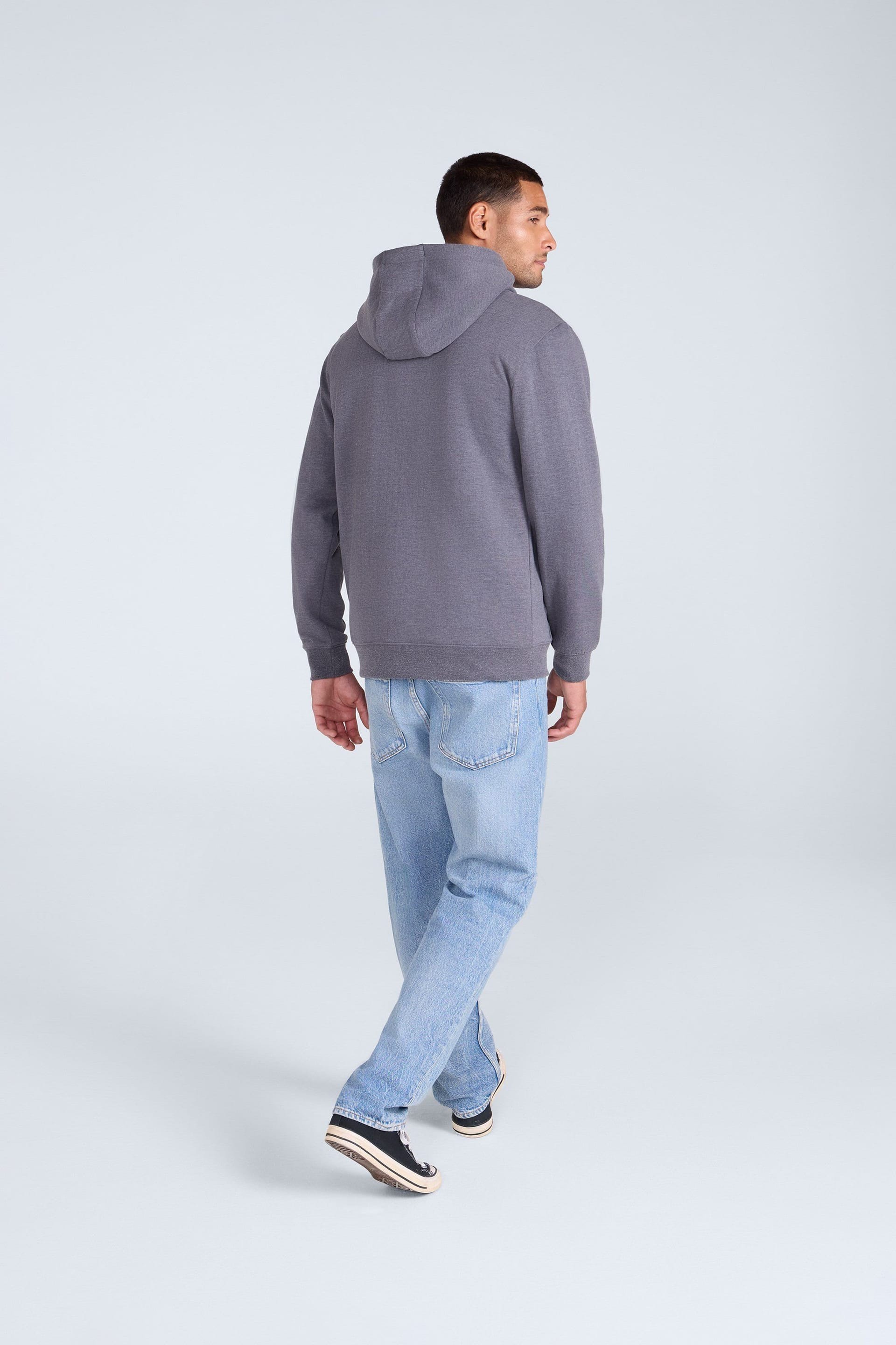 Animal Animal Men's 'Samuel' Full Zip Lightweight Sherpa Lined Cotton Relaxed Fit Hoodie in Charcoal - 4
