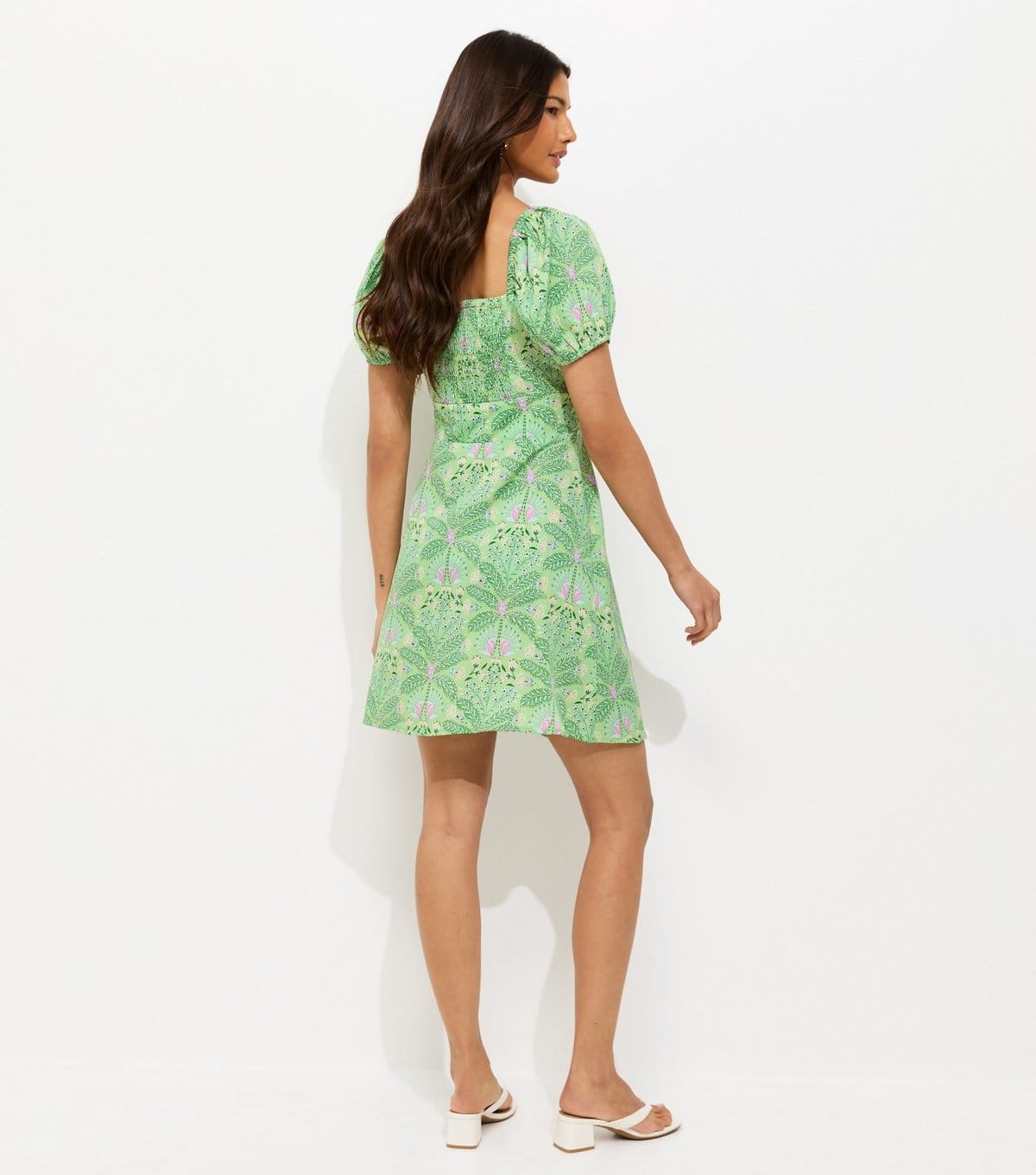 New Look Women's Green Crepe Botanical Print Milkmaid Mini Dress New Look - 4