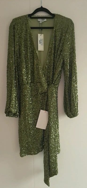 Never Fully Dressed Olive Green Sequin Mini Dress