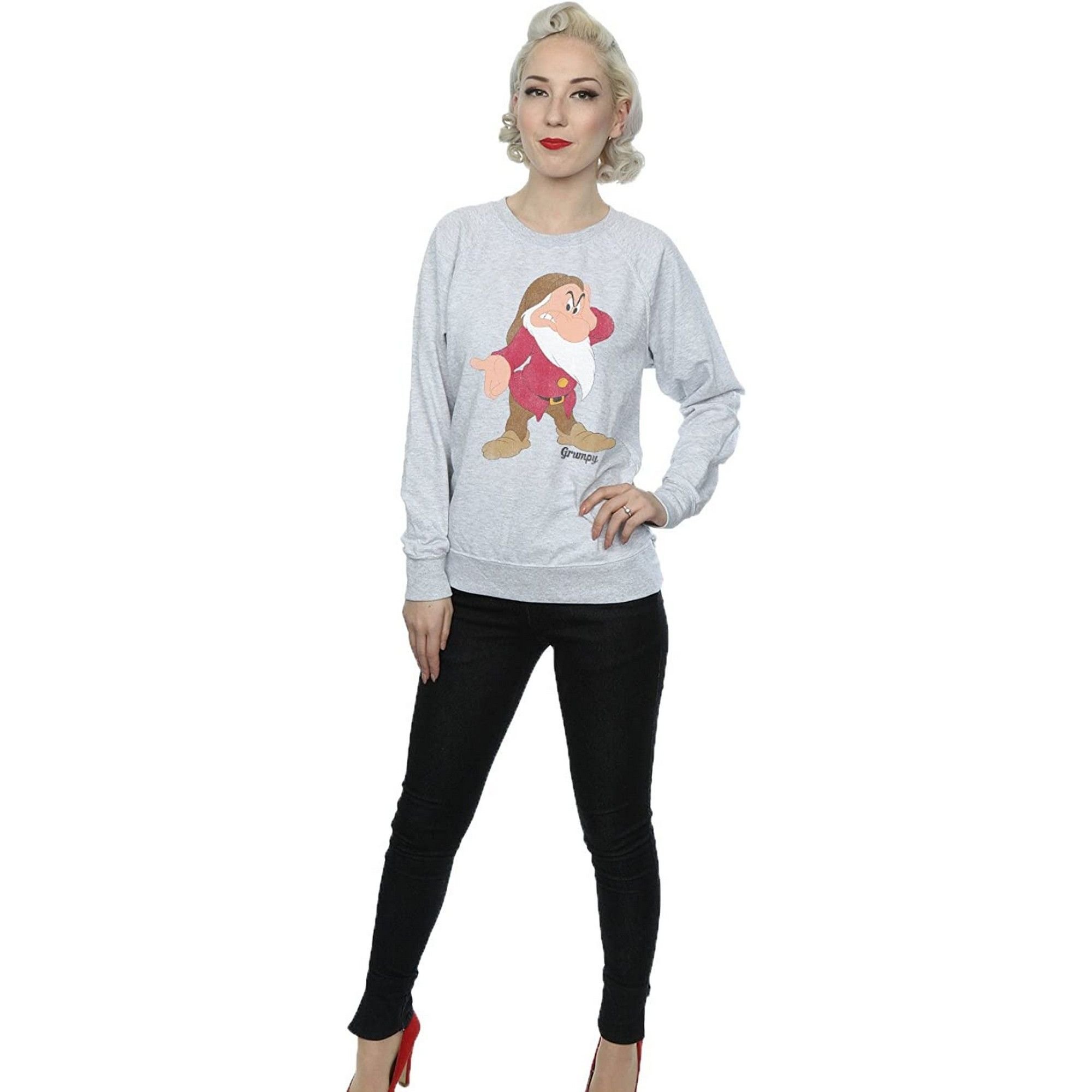 Snow White And The Seven Dwarfs Snow White And The Seven Dwarfs Women's Classic Grumpy Heather Sweatshirt in Grey - 1