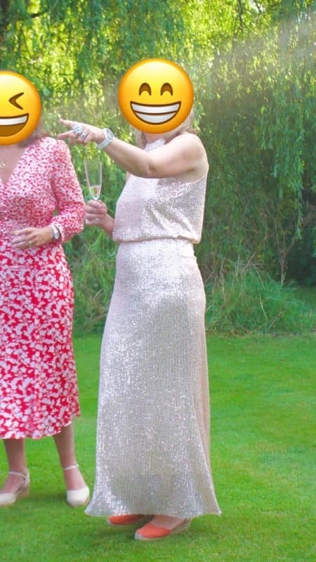 Never Fully Dressed Rose Gold maxi dress sequin