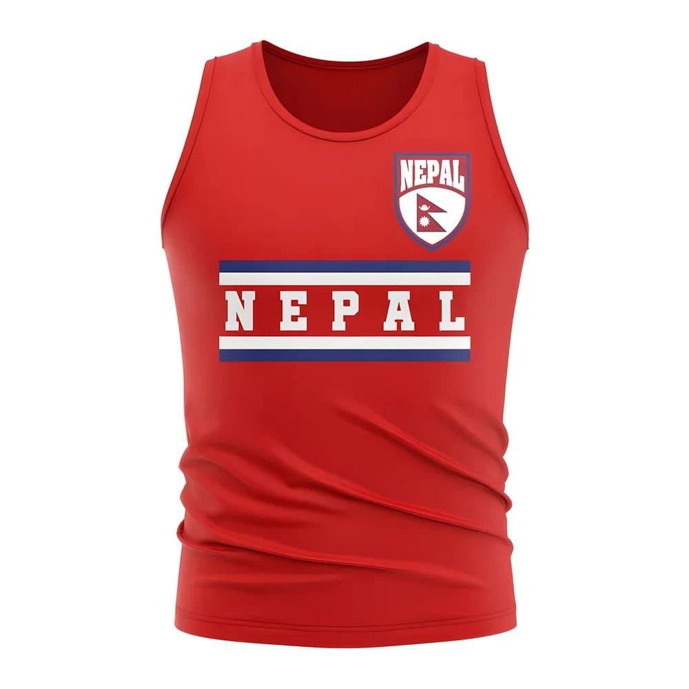 Nepal Nepal Men's Personalised Core Football Country Sleeveless Tee in Red