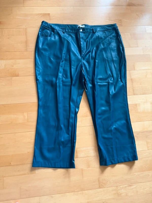Never Fully Dressed Teal faux leather trousers from never fully dressed plus size uk 28