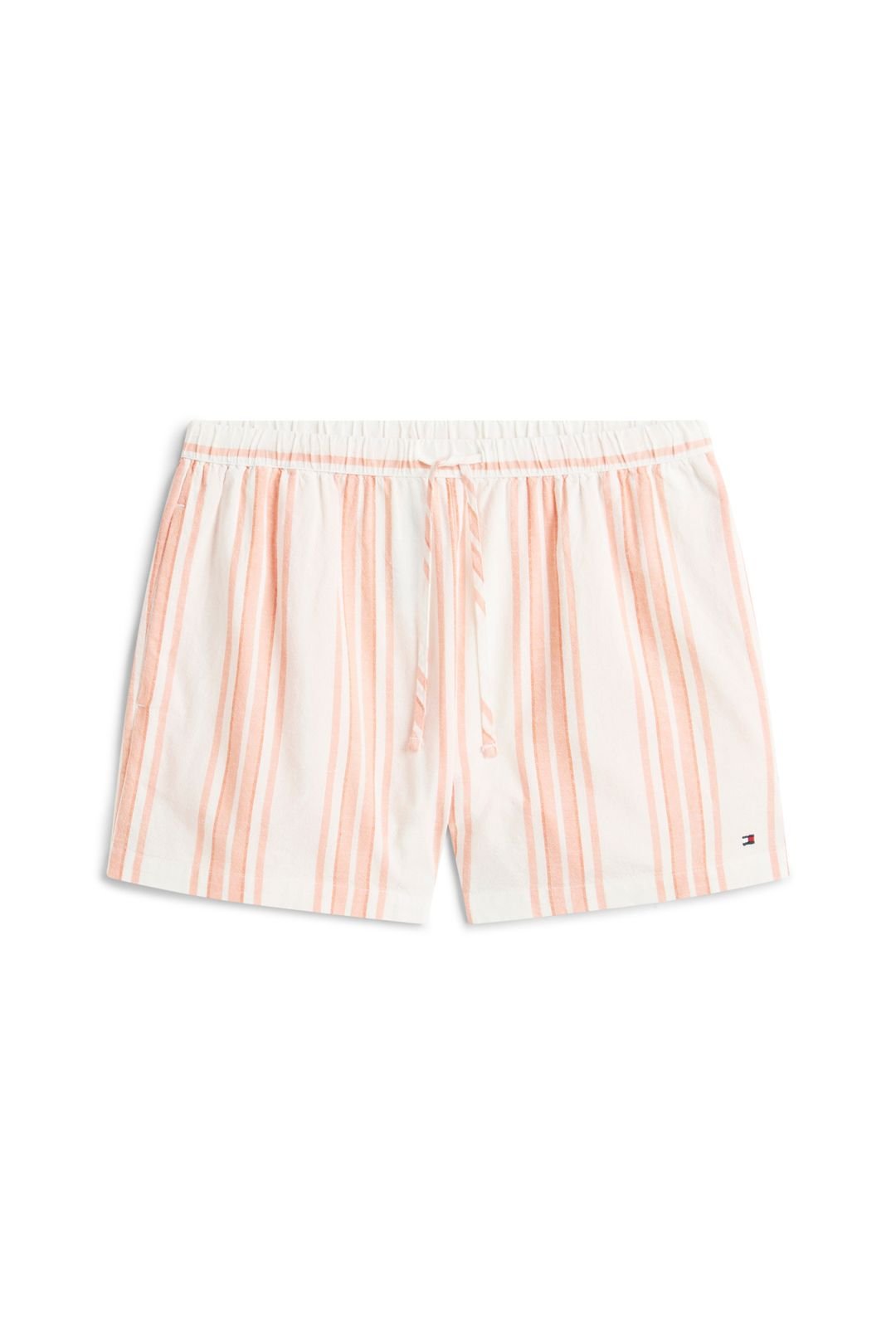 Tommy Hilfiger Tommy Hilfiger Women's Ss Shirt Linen Pj Shorts Set Tennis Court Stripe Peach - 4