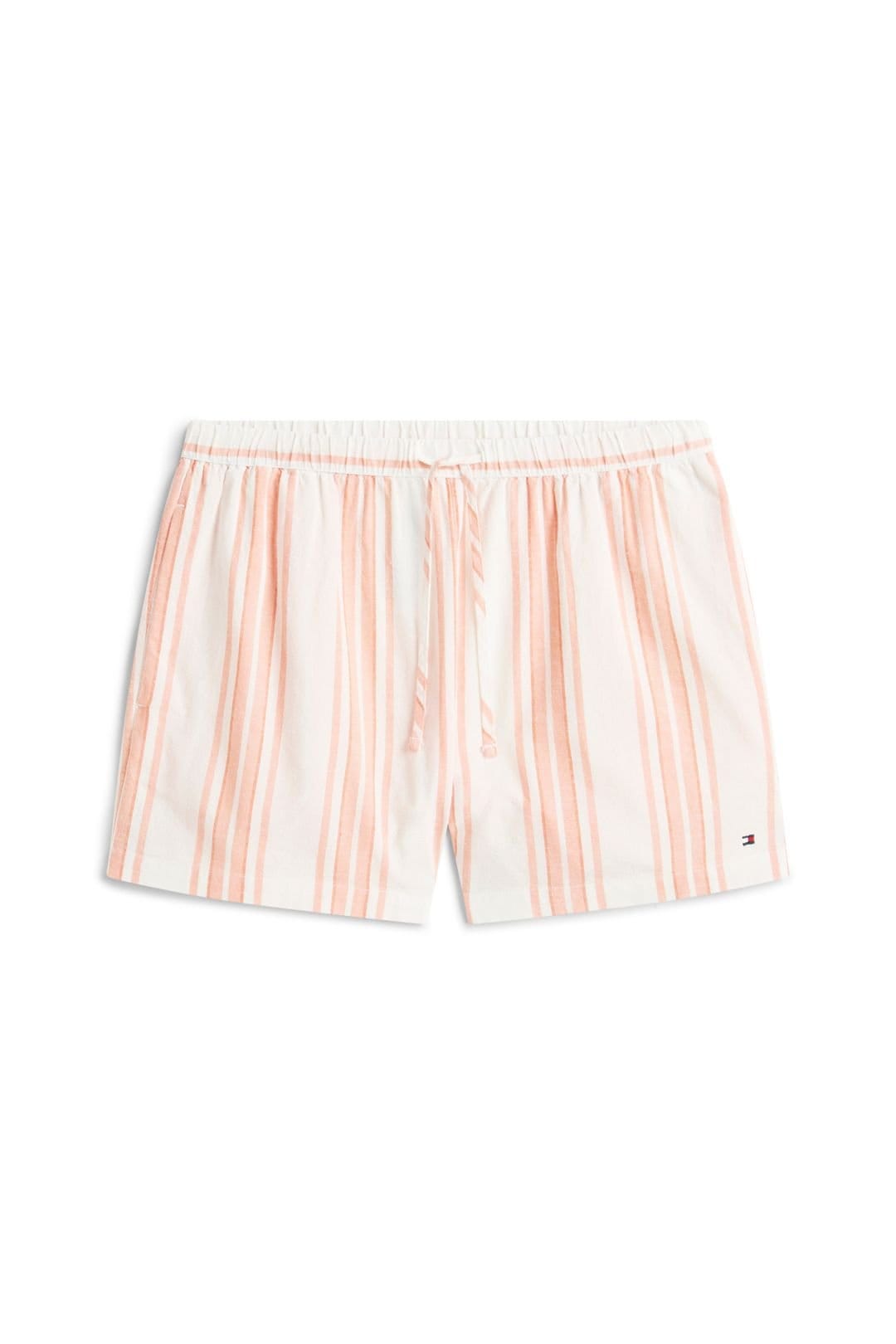 Tommy Hilfiger Tommy Hilfiger Women's Ss Shirt Linen Pj Shorts Set Tennis Court Stripe Peach - 4