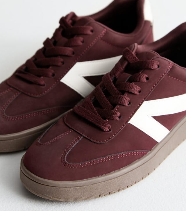 New Look Women's Burgundy Brushed Faux Leather Chunky Sole Trainers Vegan New Look - 3