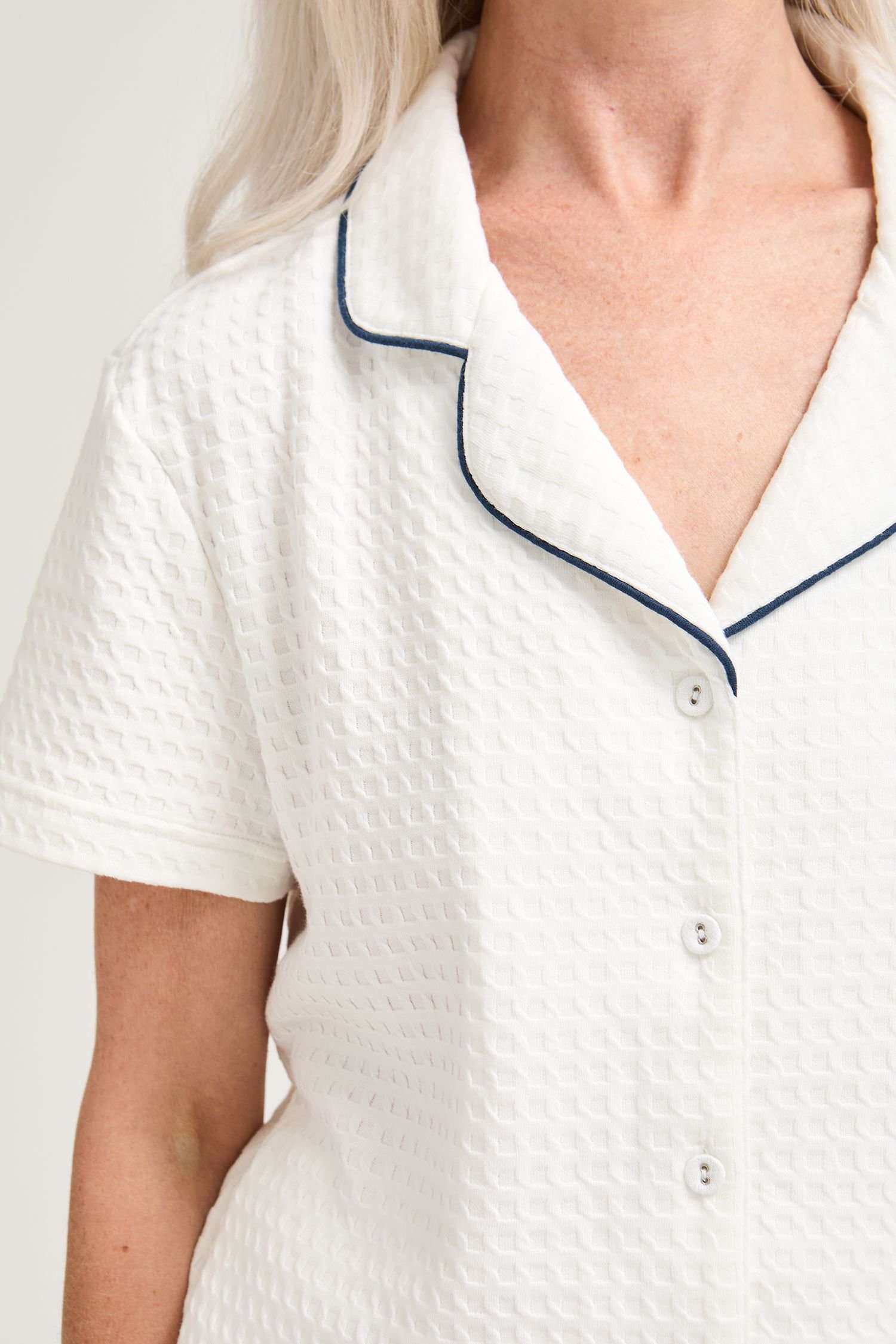 Pretty You London Pretty You London Women's Luxury Suite Waffle Short Shirt Trouser Set in White - 2