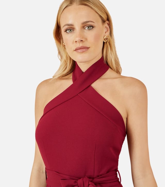 Yumi Women's Red Wide Leg Halterneck Jumpsuit Yumi New Look - 3