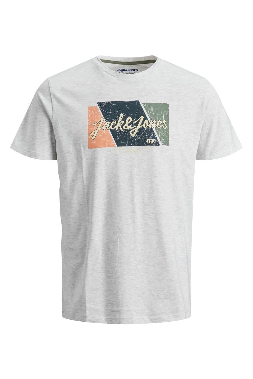 jack & jones Jack & Jones Grey Cotton Crew Neck T-Shirt