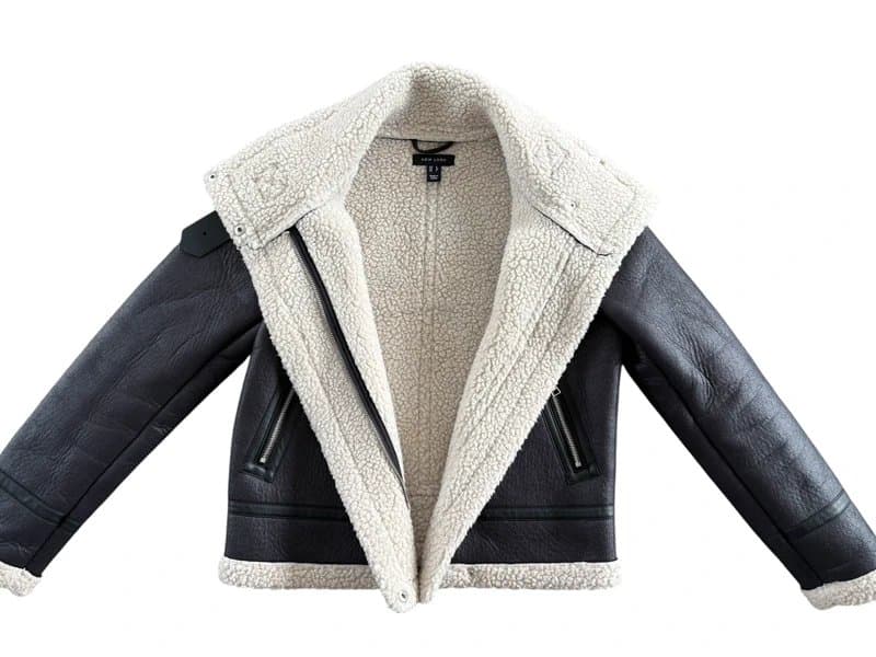 New Look Black Faux Leather Cropped Aviator Jacket