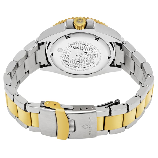 Henry Jay Henry Jay Men's Analog Quartz 23K Gold Plated Two Tone Stainless Steel Aquamaster Dive Watch in Blue - 3