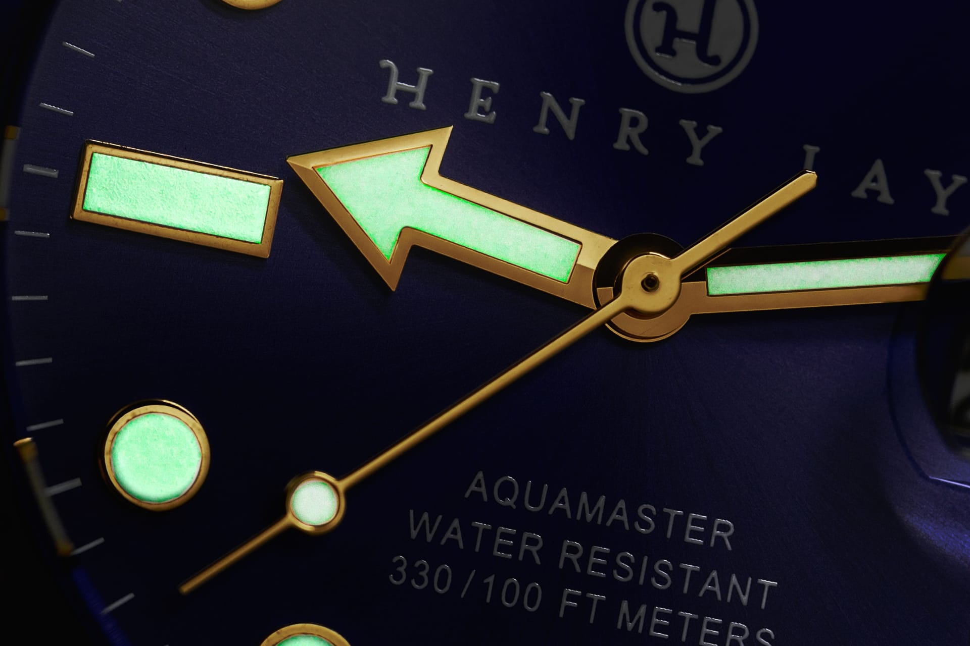 Henry Jay Henry Jay Men's Analog Quartz 23K Gold Plated Two Tone Stainless Steel Aquamaster Dive Watch in Blue - 4